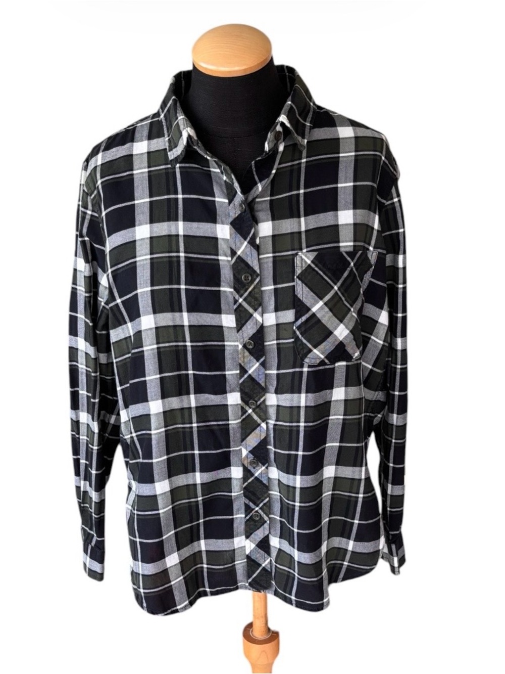 Athleta Green Plaid Cotton Button Down Shirt Small SP